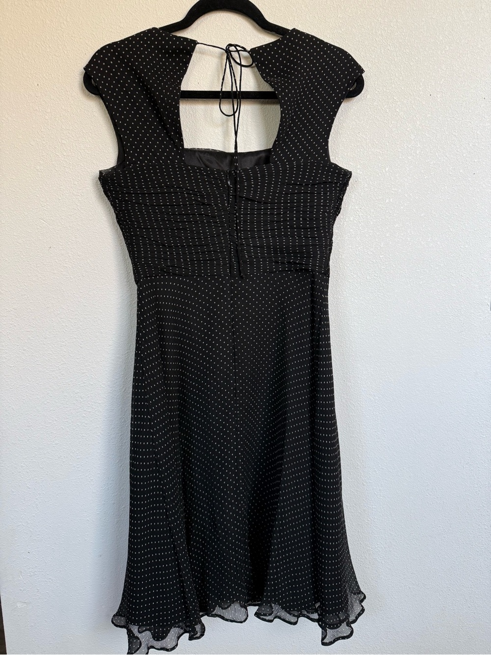 Donna Ricco 100% Silk Polka Dot Fit & Flare Midi Dress Black Size 4 - Picture 6 of 13